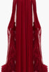 Feathered Eterea Gown In Ruby